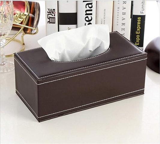 Leather Tissue Box Holder - Waterproof Rectangular Tissue Box Cover Vintage Napkin Paper Holder for Home,Office&Car Decor (Brown)