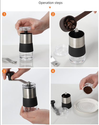 Manual Mini Coffee Grinder Capacity 15g with Ceramic Core - Internal Adjustable Settings, Portable and Easy to assemble, French Press Coffee, Great Hand Grinder Gift