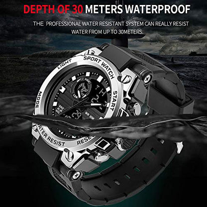 Military Watch Men's Sports Watch Outdoor Tactical Watch Digital 5 ATM Waterproof Watches Men Alarm Clock Stopwatch Wrist Watch Calendar Countdown Date