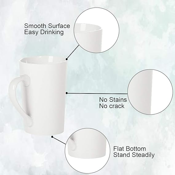 Coffee Mugs White Porcelain Mugs with Handle for DIY Paint,Dishwasher Safe, Microwave Safe