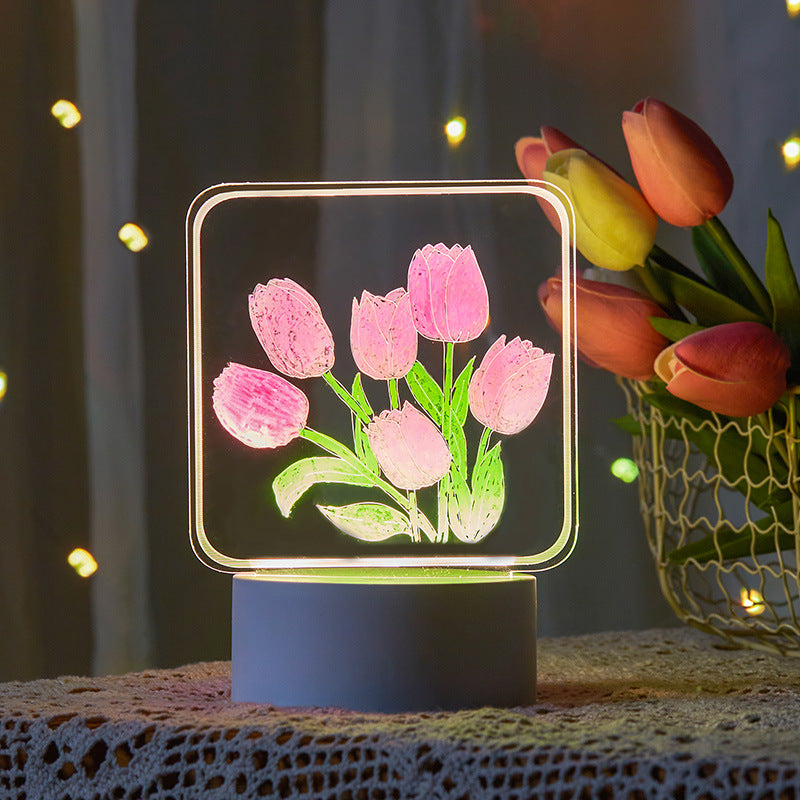 DIY hand-painted tulip creative birthday gift/home decoration/kitchen night light gift